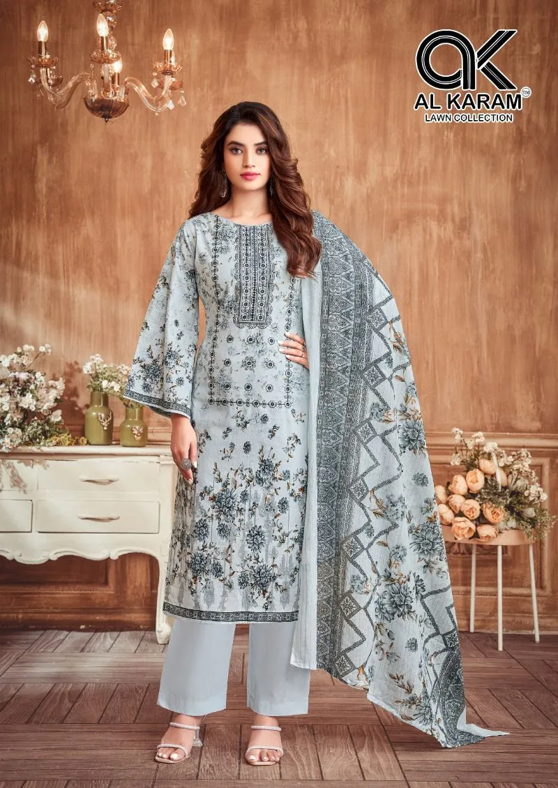 Unstitched Lawn Dailywear Salwar Suit Alkaram Amryn Catalouge