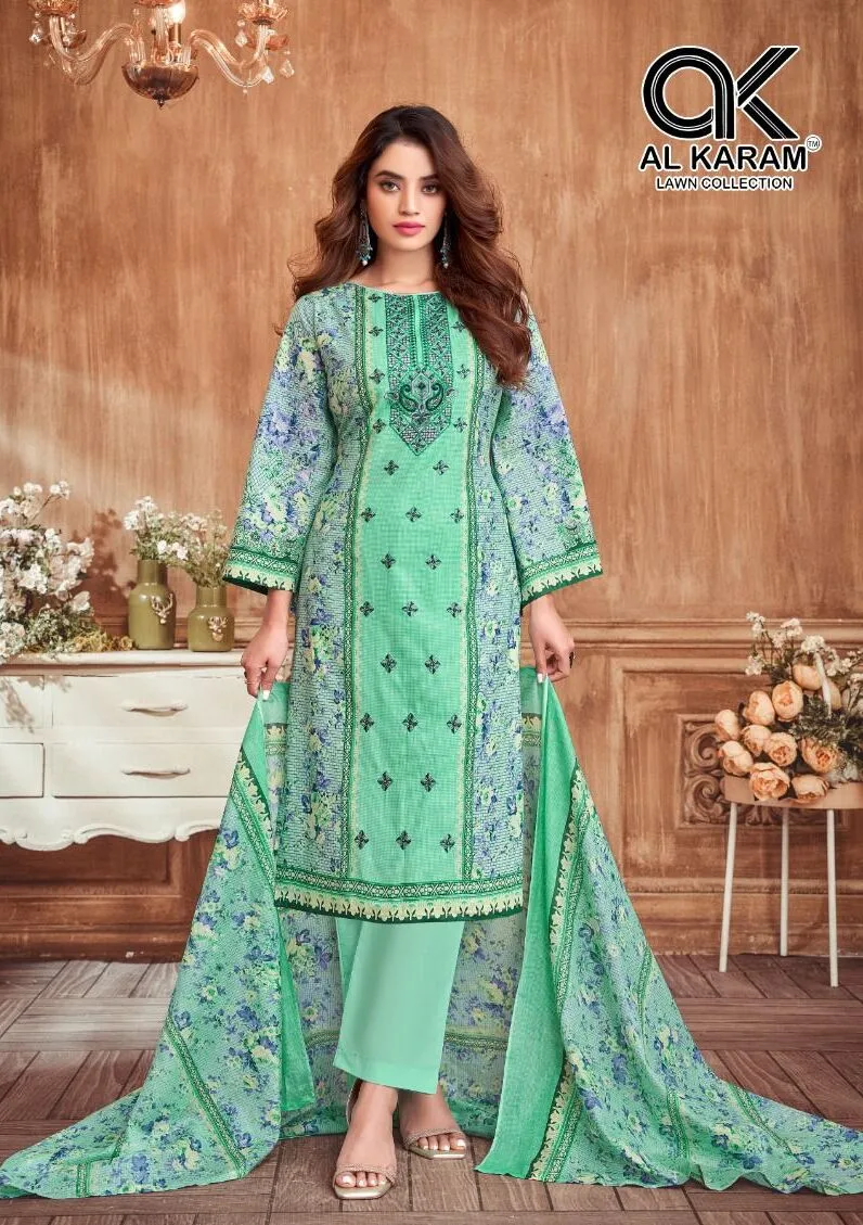 Unstitched Lawn Dailywear Salwar Suit Alkaram Amryn Catalouge