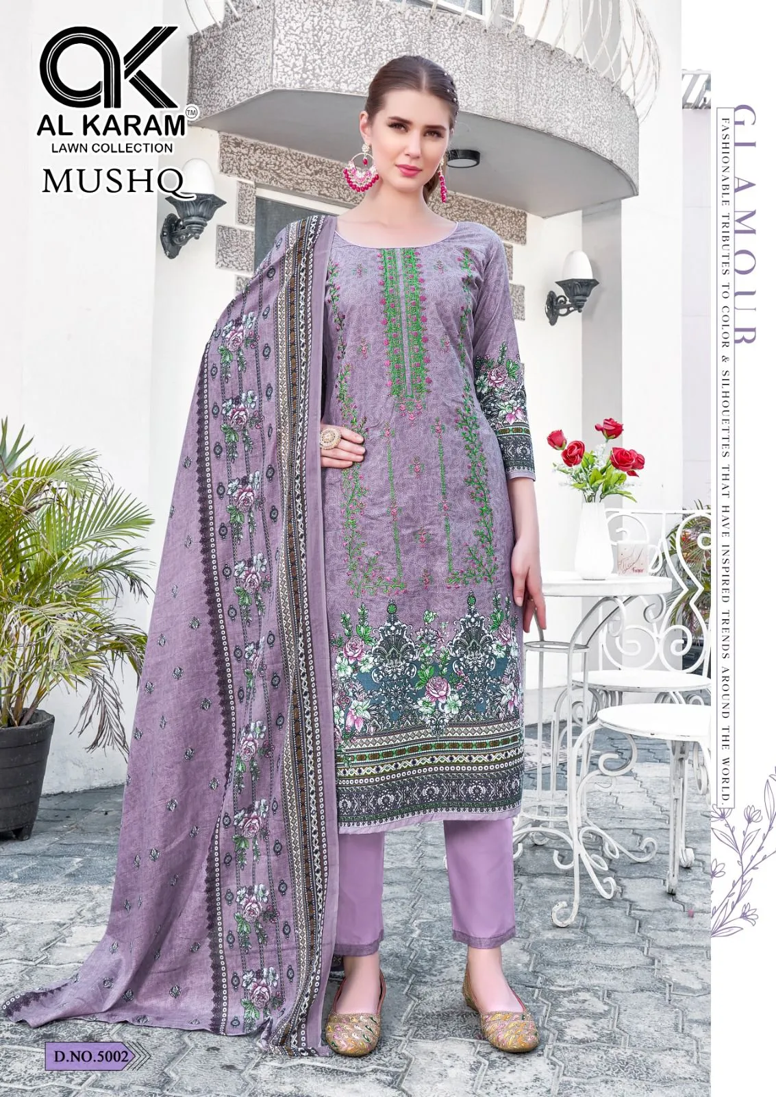 Printed Straight Suit With Self Embroidery Pakistani Style Ramzan Eid Fashion  Alkaram Mushq Vol 5