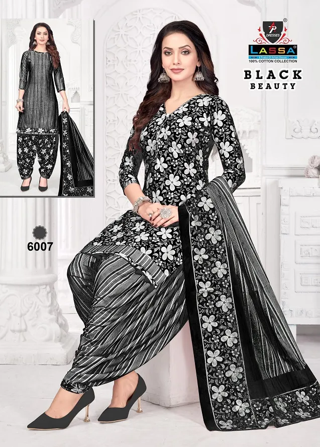 Arihant Lassa Black Beauty Vol 6 Unstitched Printed Cotton Daily Wear Ethnic Suit