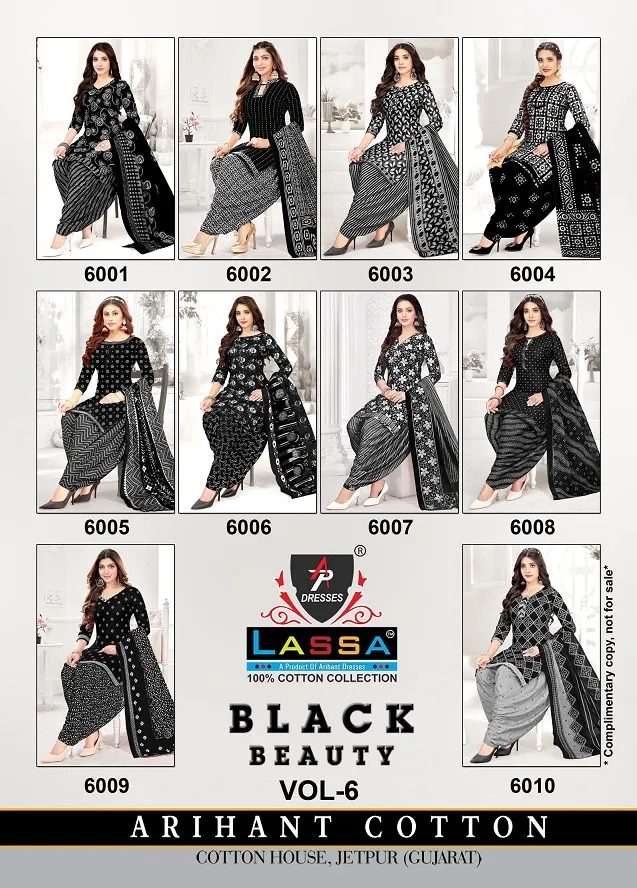 Arihant Lassa Black Beauty Vol 6 Unstitched Printed Cotton Daily Wear Ethnic Suit