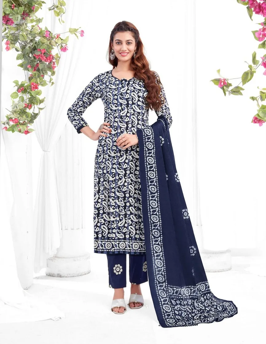 Baalar Battik Special Vol 3 Unstitched Cotton Straight Salwar Suit Summer Wear