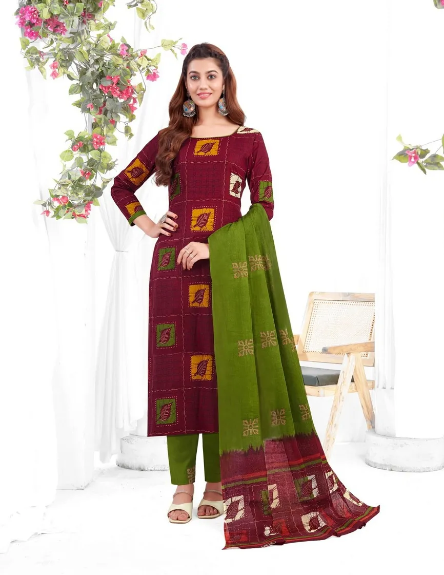 Baalar Battik Special Vol 3 Unstitched Cotton Straight Salwar Suit Summer Wear