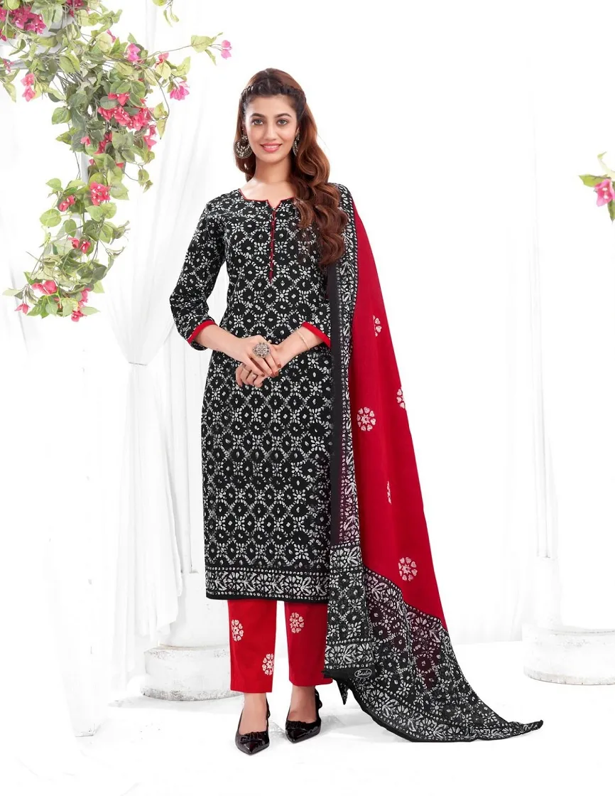 Baalar Battik Special Vol 3 Unstitched Cotton Straight Salwar Suit Summer Wear
