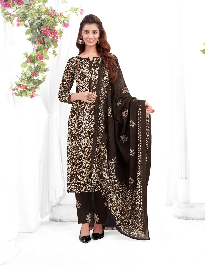 Baalar Battik Special Vol 3 Unstitched Cotton Straight Salwar Suit Summer Wear