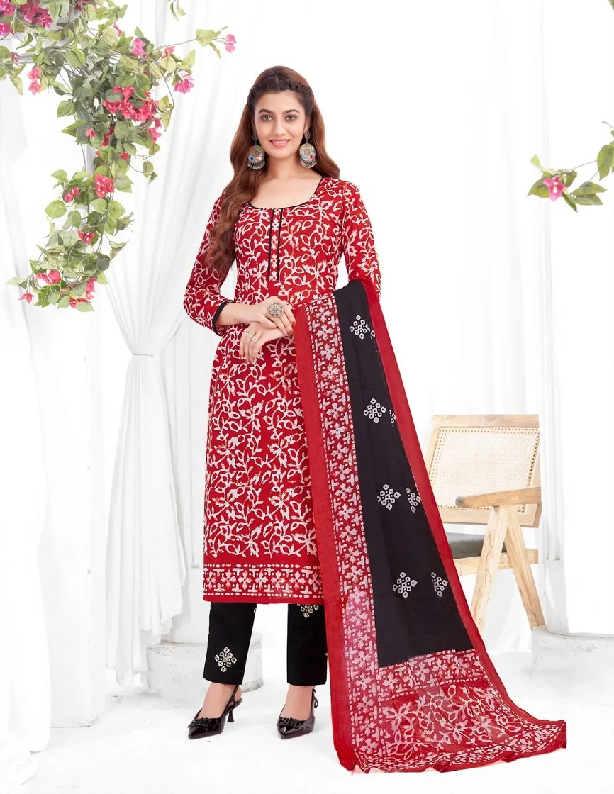 Baalar Battik Special Vol 3 Unstitched Cotton Straight Salwar Suit Summer Wear