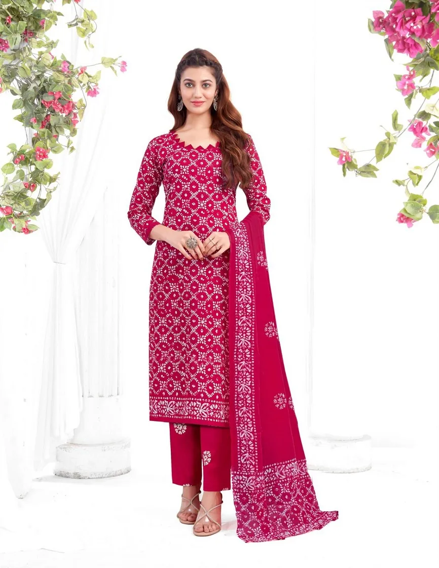 Baalar Battik Special Vol 3 Unstitched Cotton Straight Salwar Suit Summer Wear