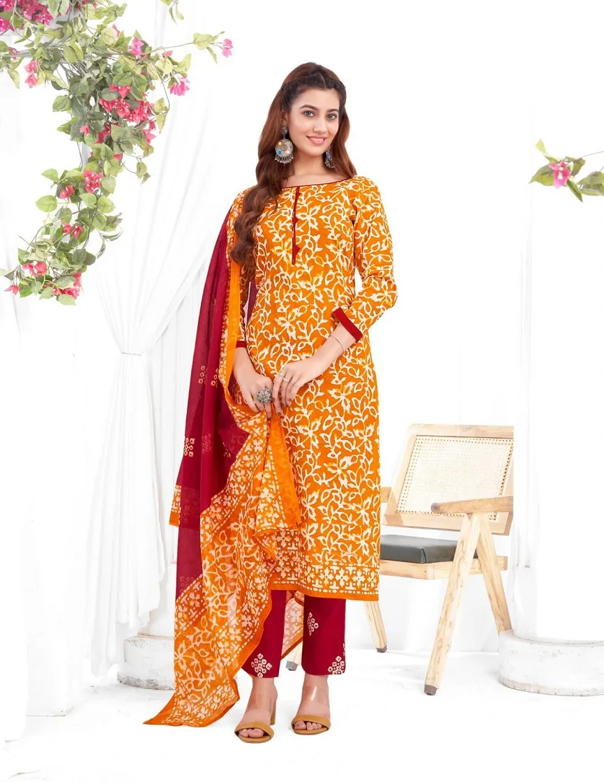 Baalar Battik Special Vol 3 Unstitched Cotton Straight Salwar Suit Summer Wear