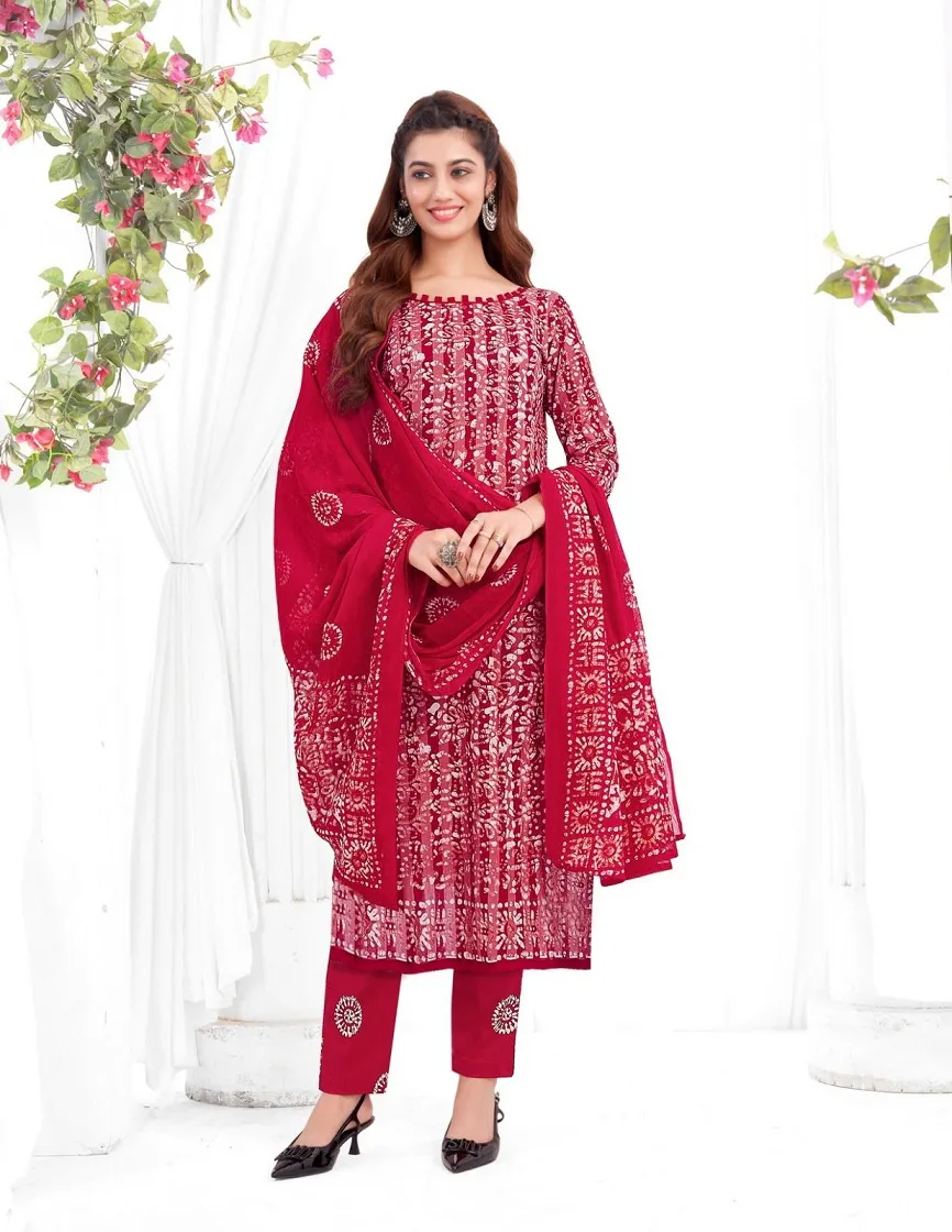 Baalar Battik Special Vol 3 Unstitched Cotton Straight Salwar Suit Summer Wear