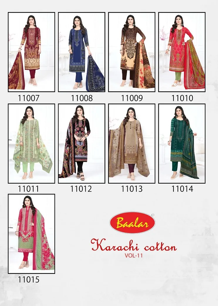 Baalar Karachi Cotton Vol 11 Lawn Cotton Printed Suits For Summer Wear Pakistani Style Print