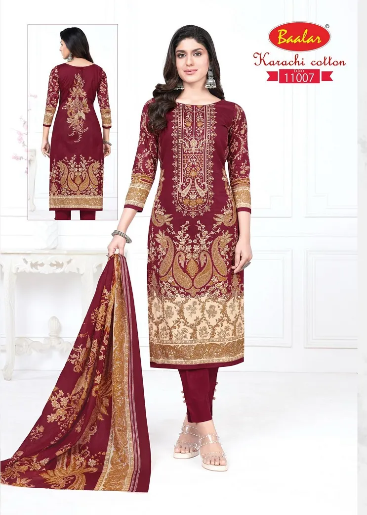 Baalar Karachi Cotton Vol 11 Lawn Cotton Printed Suits For Summer Wear Pakistani Style Print