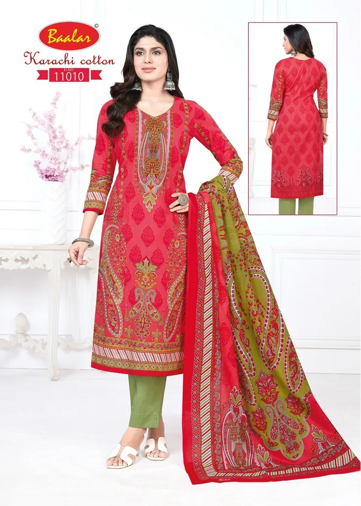 Baalar Karachi Cotton Vol 11 Lawn Cotton Printed Suits For Summer Wear Pakistani Style Print