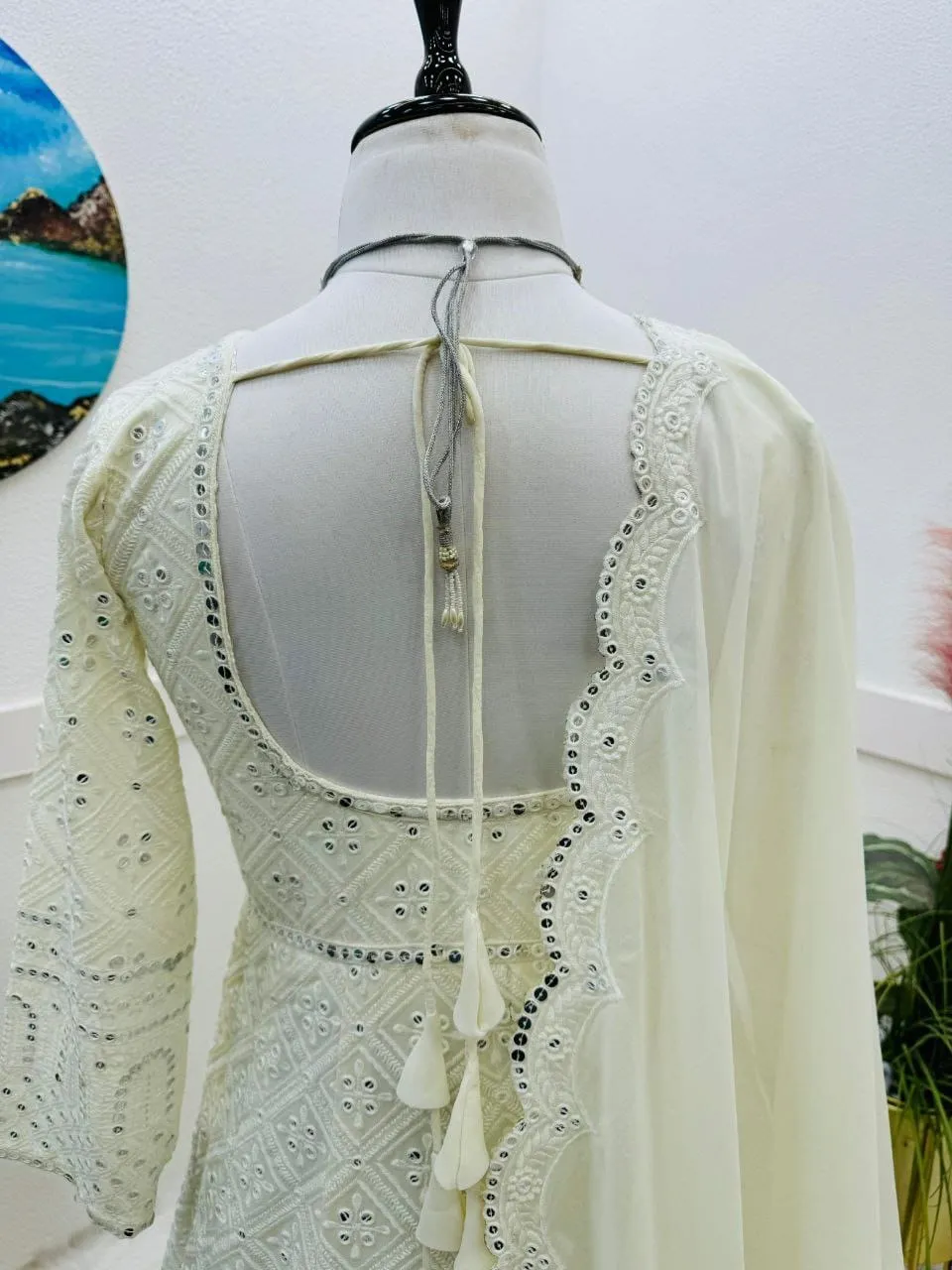 Bollywood Copy New Designer Party Gown Cream Color Gown With Heavy Embroidery Work