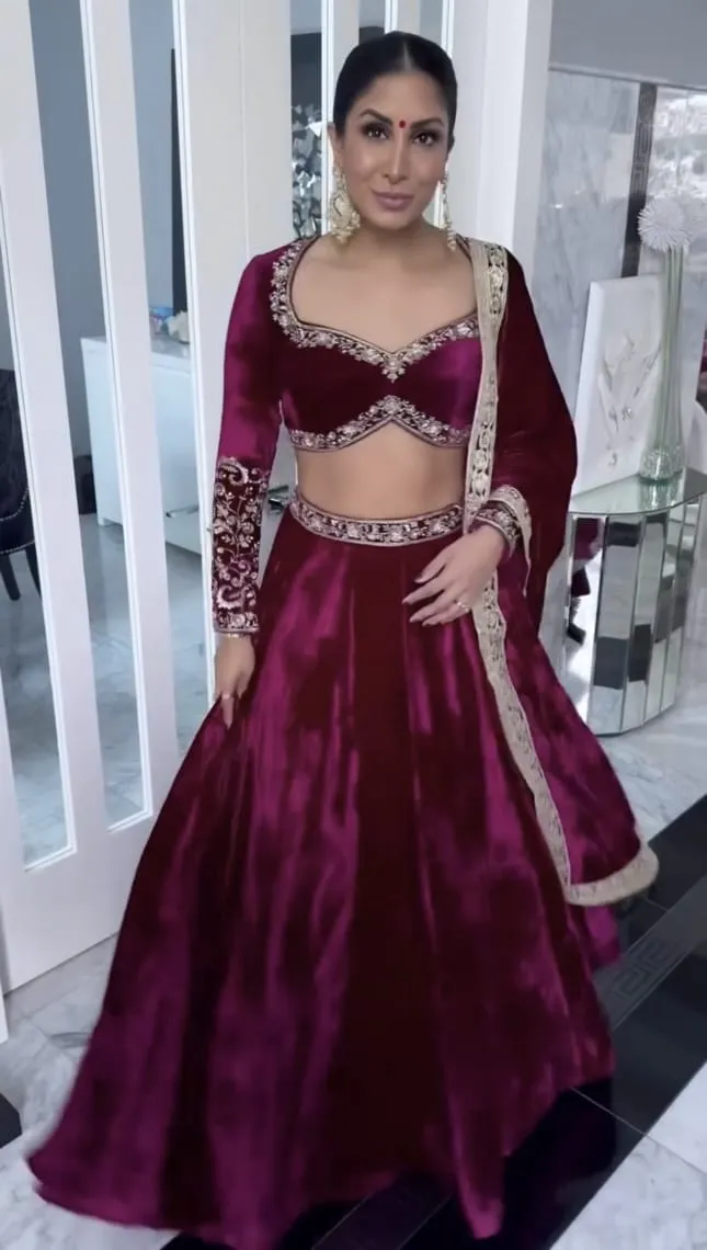 Bollywood Trending Red Color Velvet Designer Ethnic Lehenga Choli