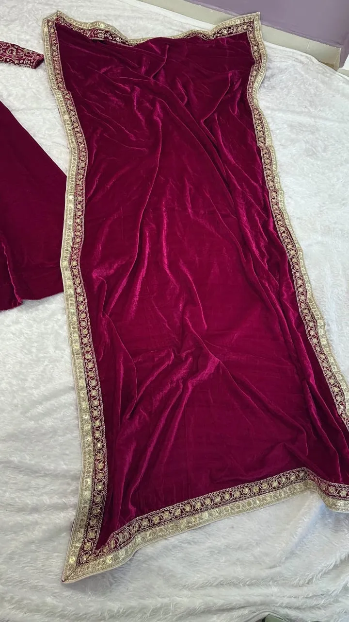 Bollywood Trending Red Color Velvet Designer Ethnic Lehenga Choli