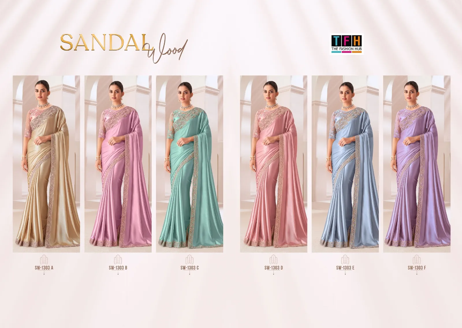 Chiffon Party Wear Rich Look Heavy Embroidery Work Ethnic Saree Sandal Wood 1303