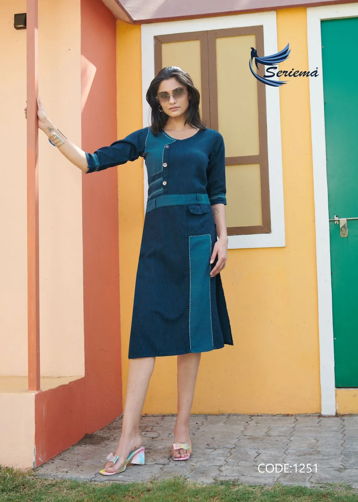 Cotton Denim Long Kurtis Kumb Capture 6