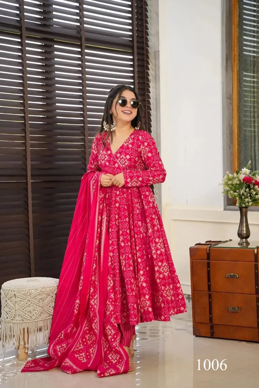 Digital Printed Kurti Dupatta Set With Big Flair Jaipuri Print Lucaya Vyoma Vol 1
