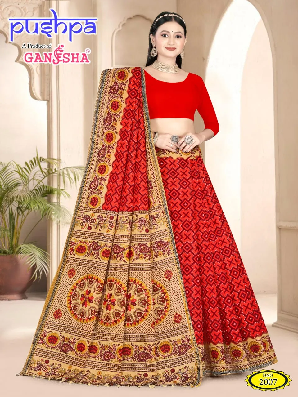 Heavy Cotton Printed Lehenga Choli Ganesha Pushpa Vol 02