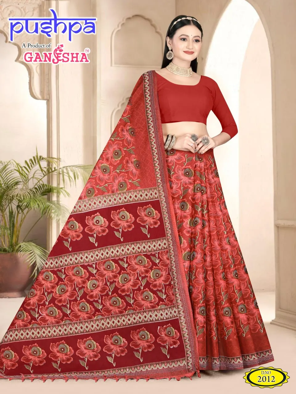 Heavy Cotton Printed Lehenga Choli Ganesha Pushpa Vol 02