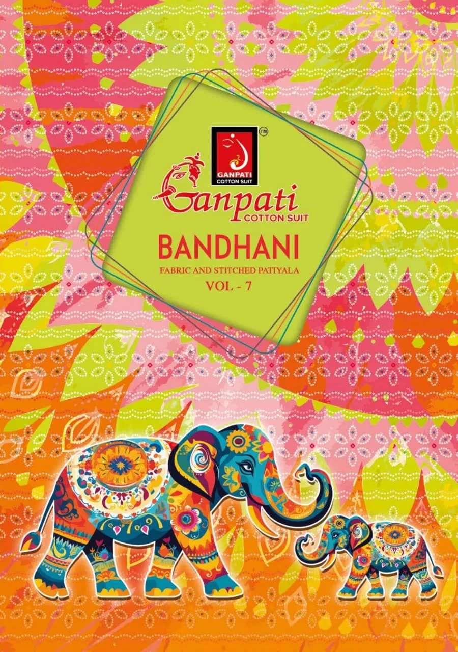Unstitched Bandhni printed Cotton Salwar Suit Ganpati Bandhani Vol 7 Daily Wear Ethnic Suit