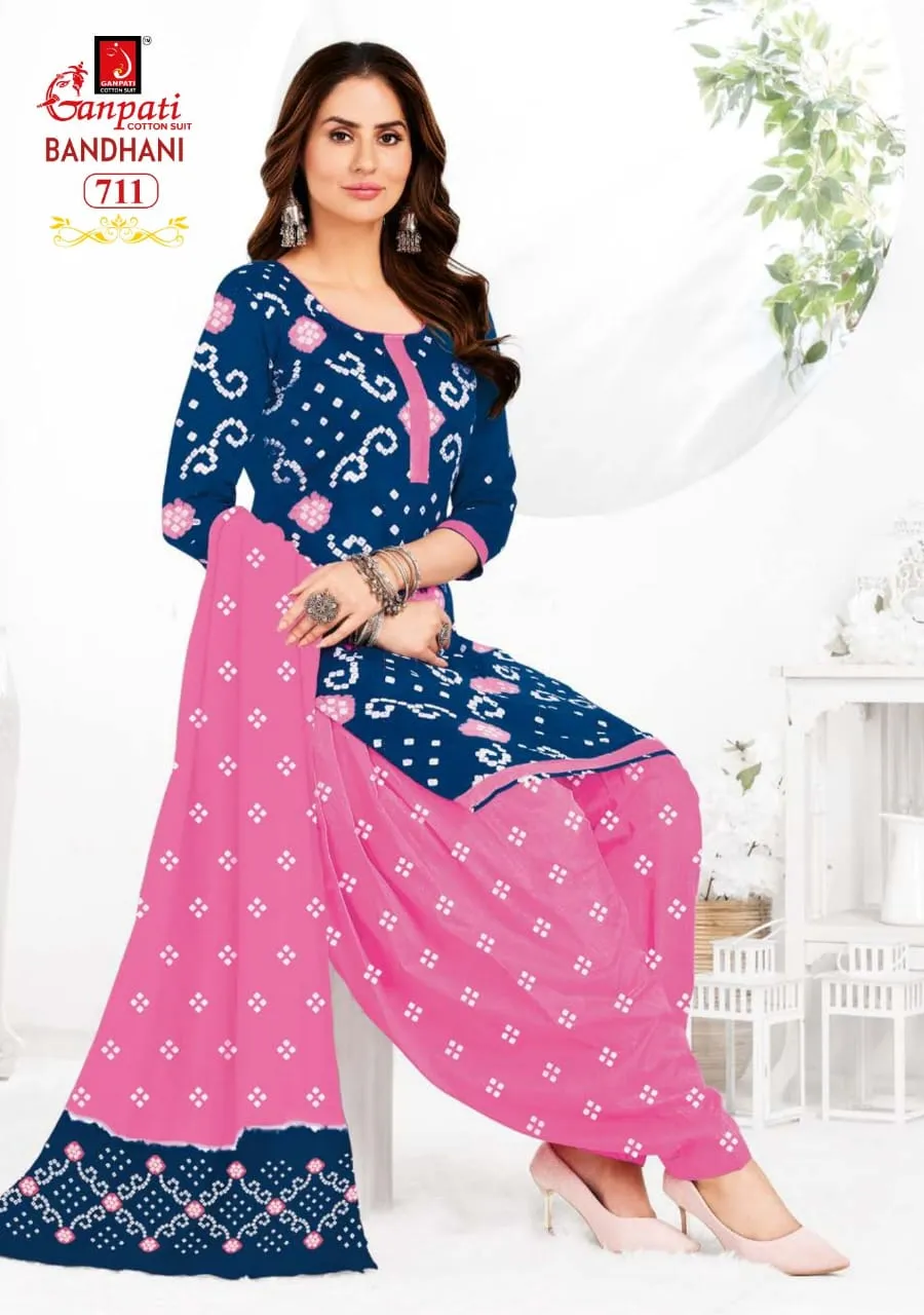 Unstitched Bandhni printed Cotton Salwar Suit Ganpati Bandhani Vol 7 Daily Wear Ethnic Suit