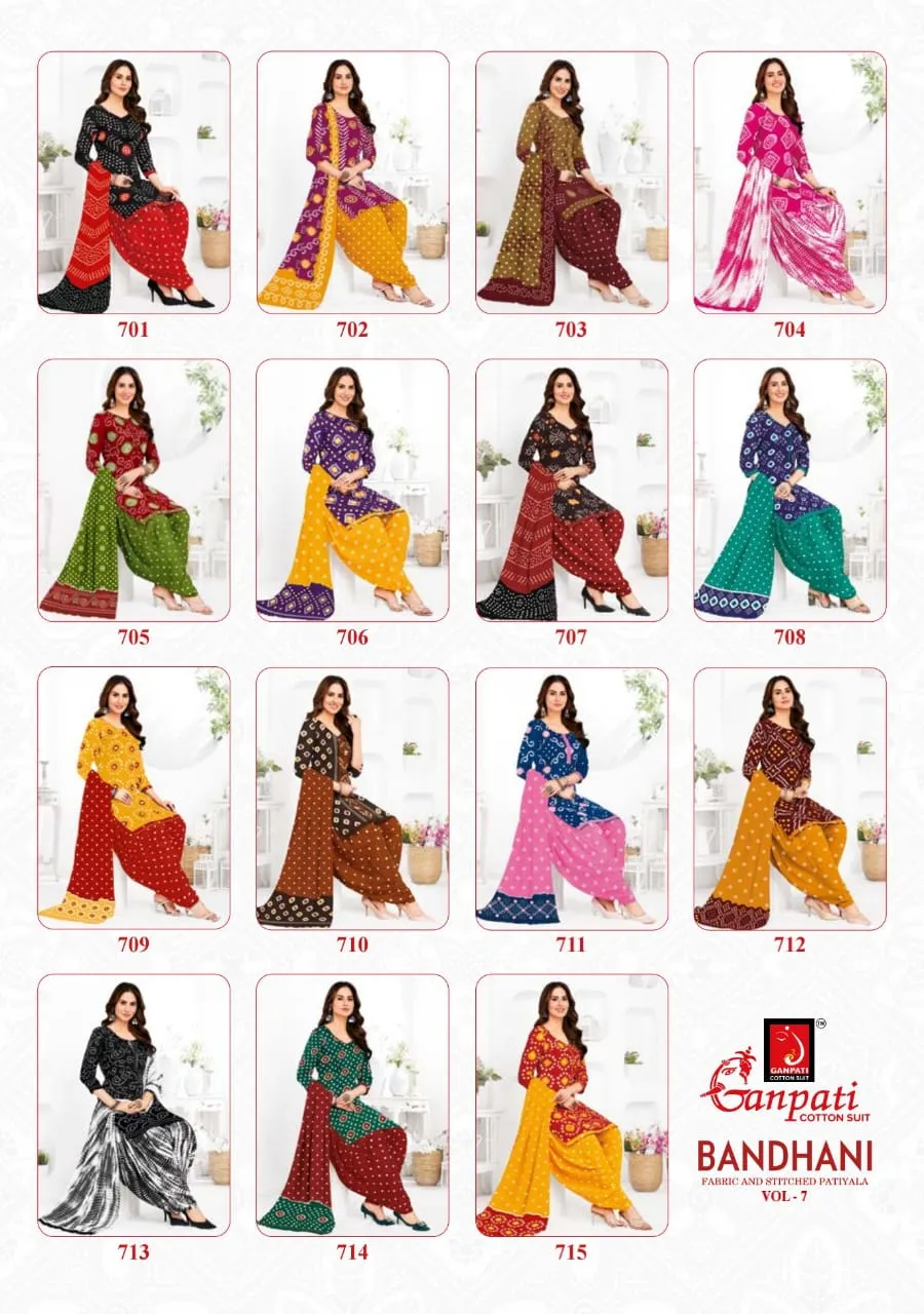 Unstitched Bandhni printed Cotton Salwar Suit Ganpati Bandhani Vol 7 Daily Wear Ethnic Suit