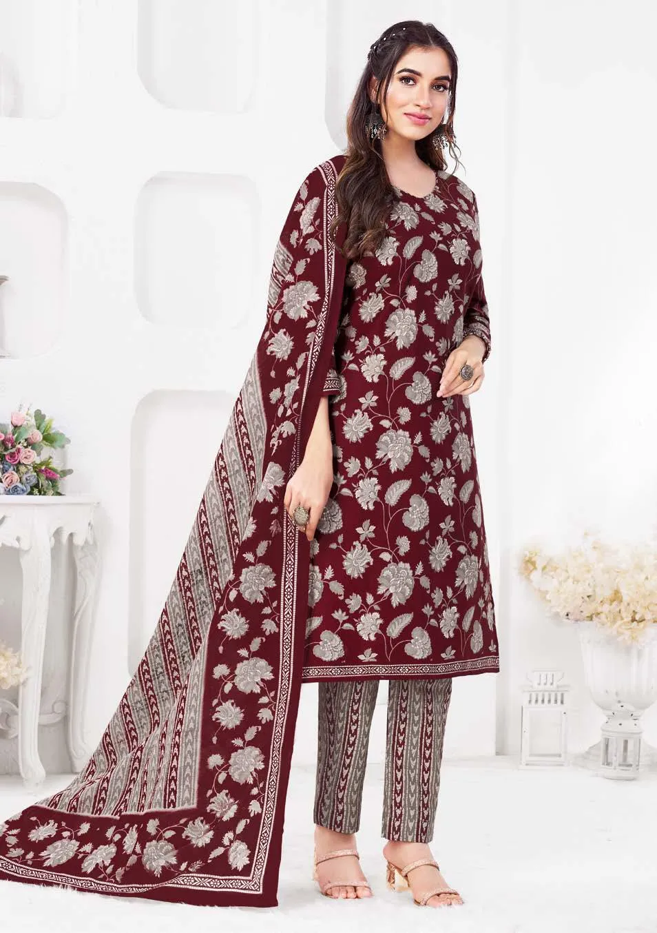 Ganpati Gouri Vol 8 Readymade Cotton Printed Straight Suit Ethnic Wear