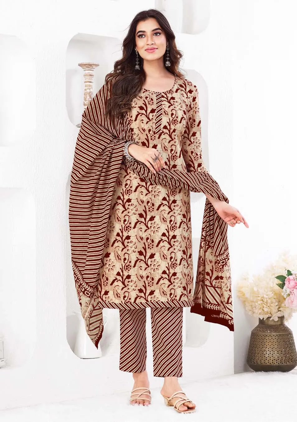 Ganpati Gouri Vol 8 Readymade Cotton Printed Straight Suit Ethnic Wear