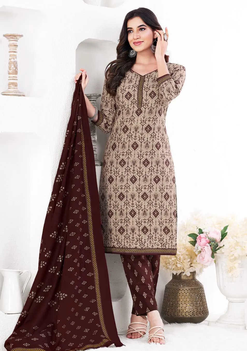 Ganpati Gouri Vol 8 Readymade Cotton Printed Straight Suit Ethnic Wear