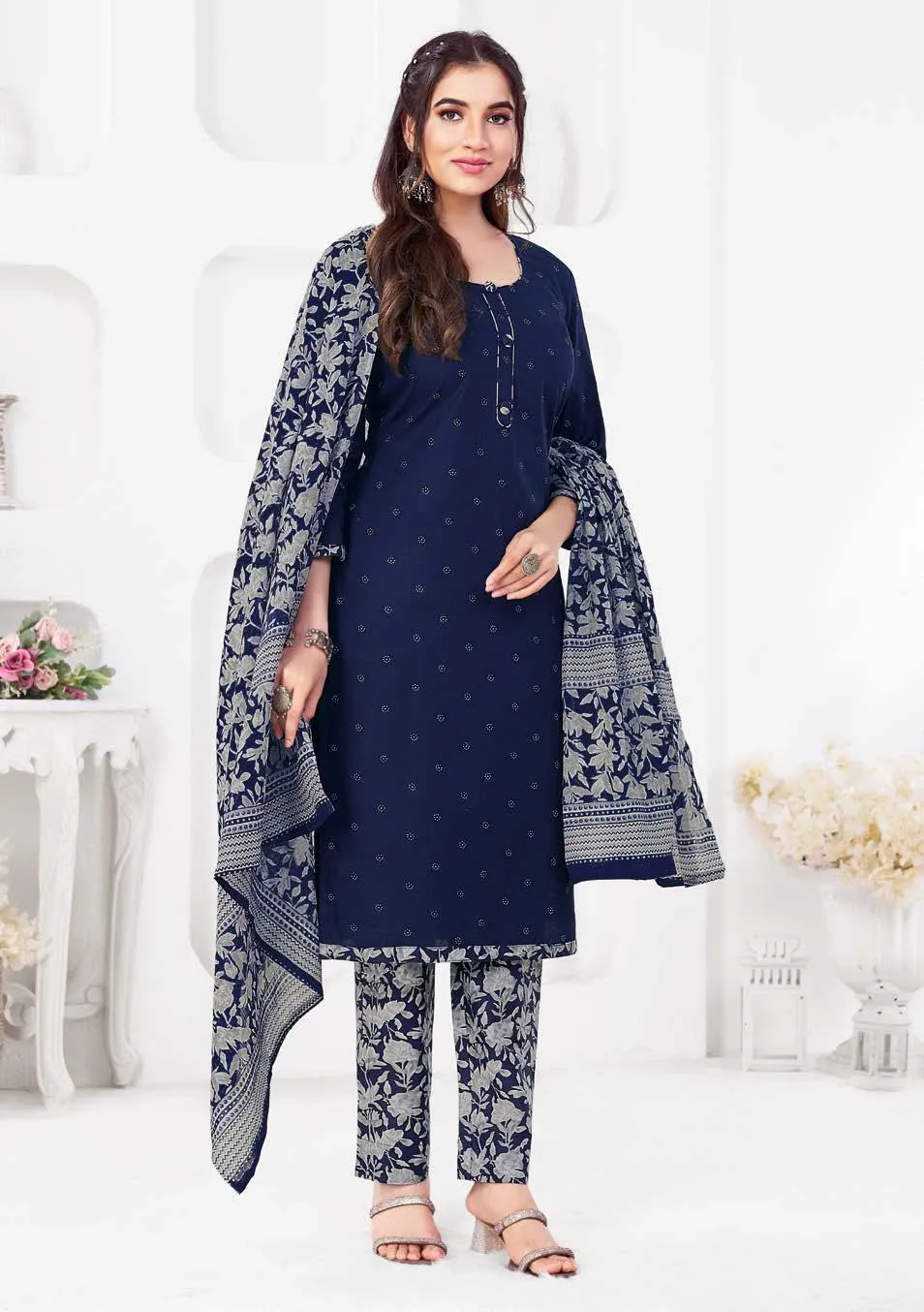 Ganpati Gouri Vol 8 Readymade Cotton Printed Straight Suit Ethnic Wear