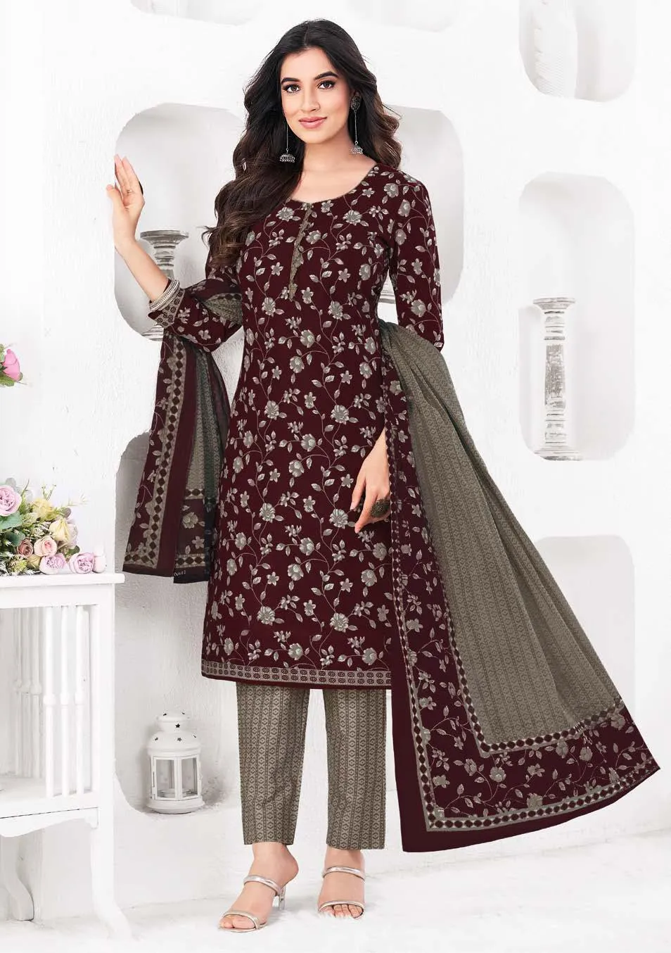 Ganpati Gouri Vol 8 Readymade Cotton Printed Straight Suit Ethnic Wear