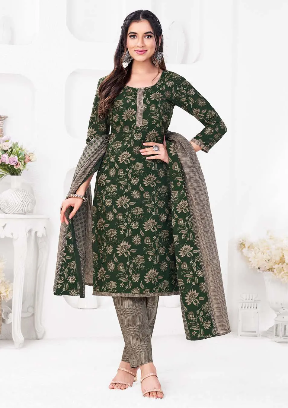 Ganpati Gouri Vol 8 Readymade Cotton Printed Straight Suit Ethnic Wear