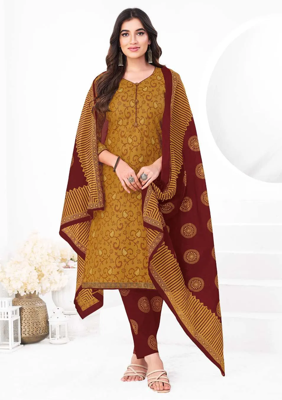 Ganpati Gouri Vol 8 Readymade Cotton Printed Straight Suit Ethnic Wear