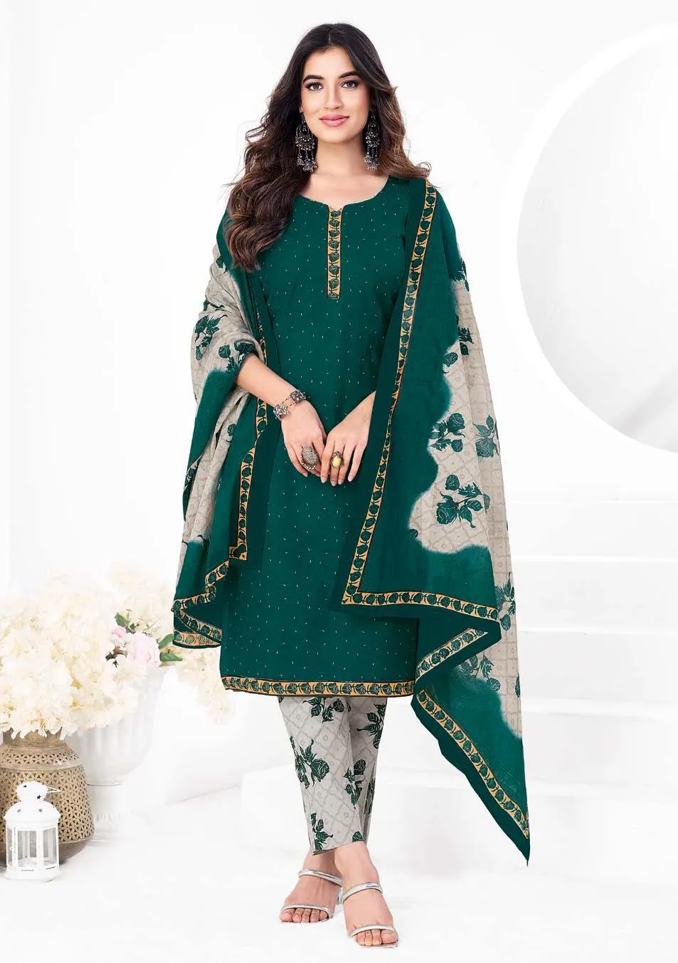 Ganpati Gouri Vol 8 Readymade Cotton Printed Straight Suit Ethnic Wear