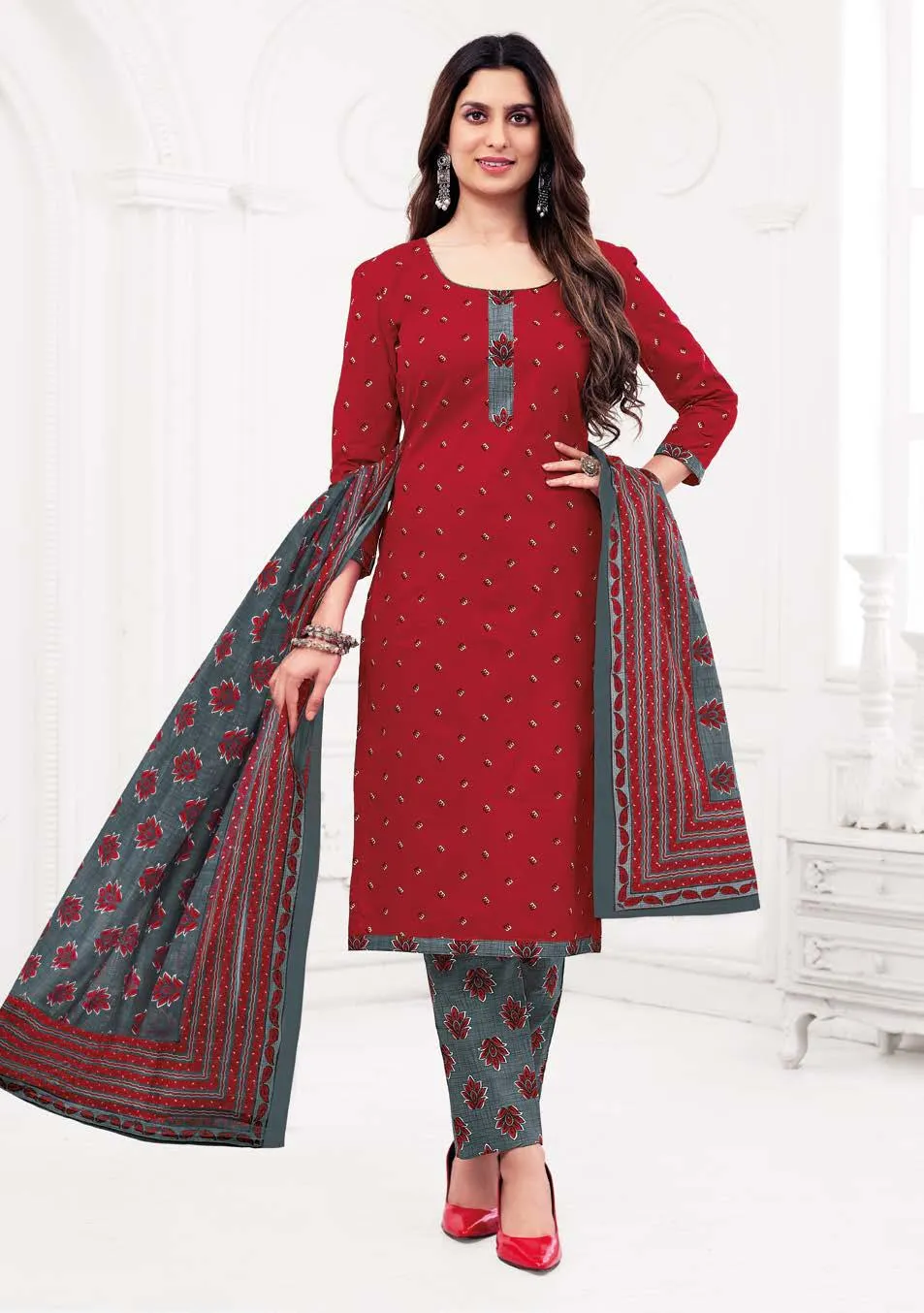 Ganpati Gouri Vol 8 Readymade Cotton Printed Straight Suit Ethnic Wear