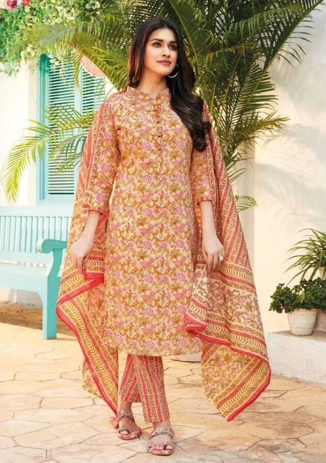 Ganpati Jaipuri Pant Vol 12 Floral Printed Cotton Straight Salwar Suit Unstitched