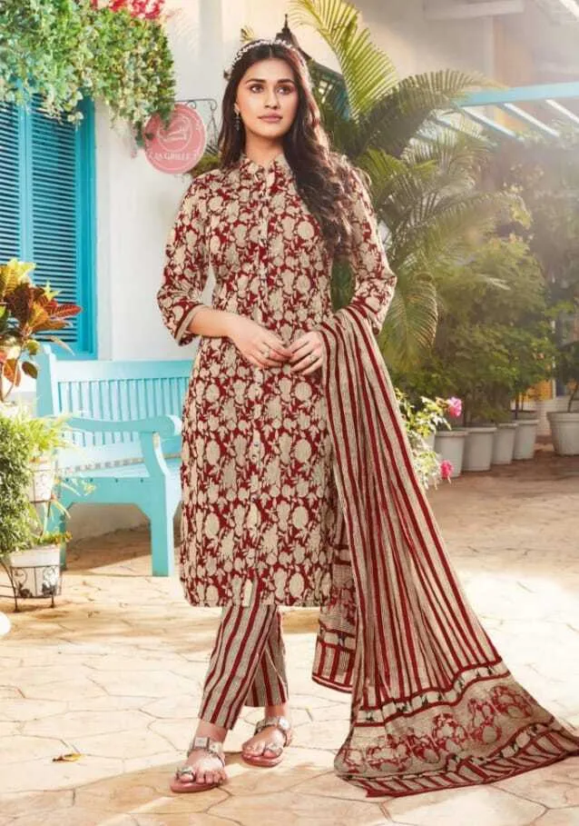 Ganpati Jaipuri Pant Vol 12 Floral Printed Cotton Straight Salwar Suit Unstitched