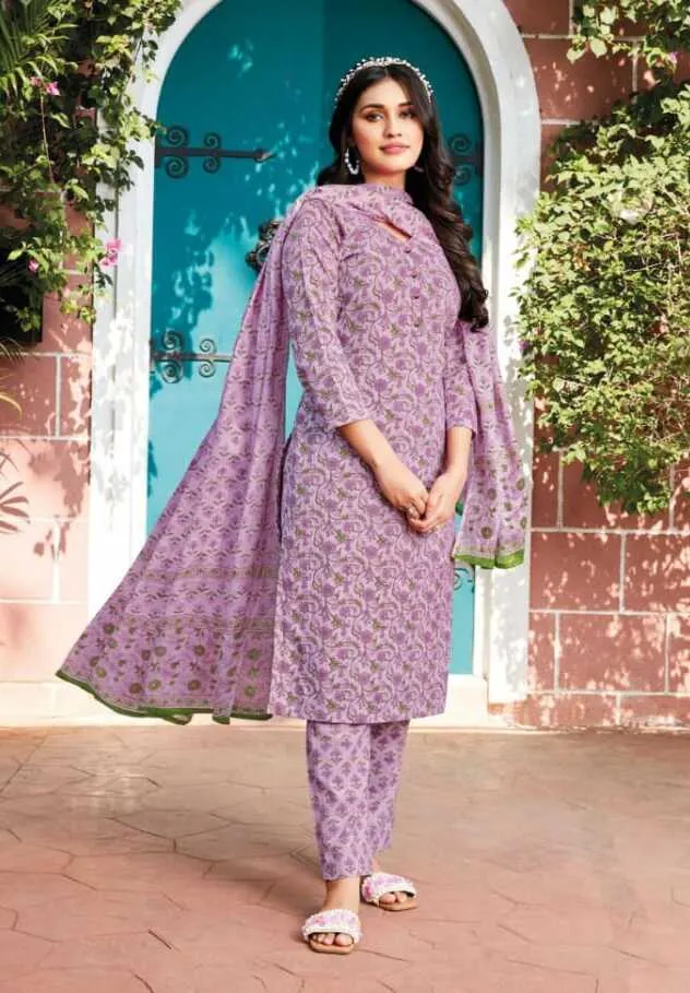 Ganpati Jaipuri Pant Vol 12 Floral Printed Cotton Straight Salwar Suit Unstitched