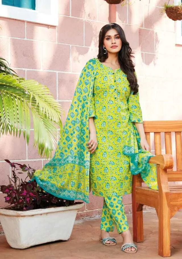 Ganpati Jaipuri Pant Vol 12 Floral Printed Cotton Straight Salwar Suit Unstitched