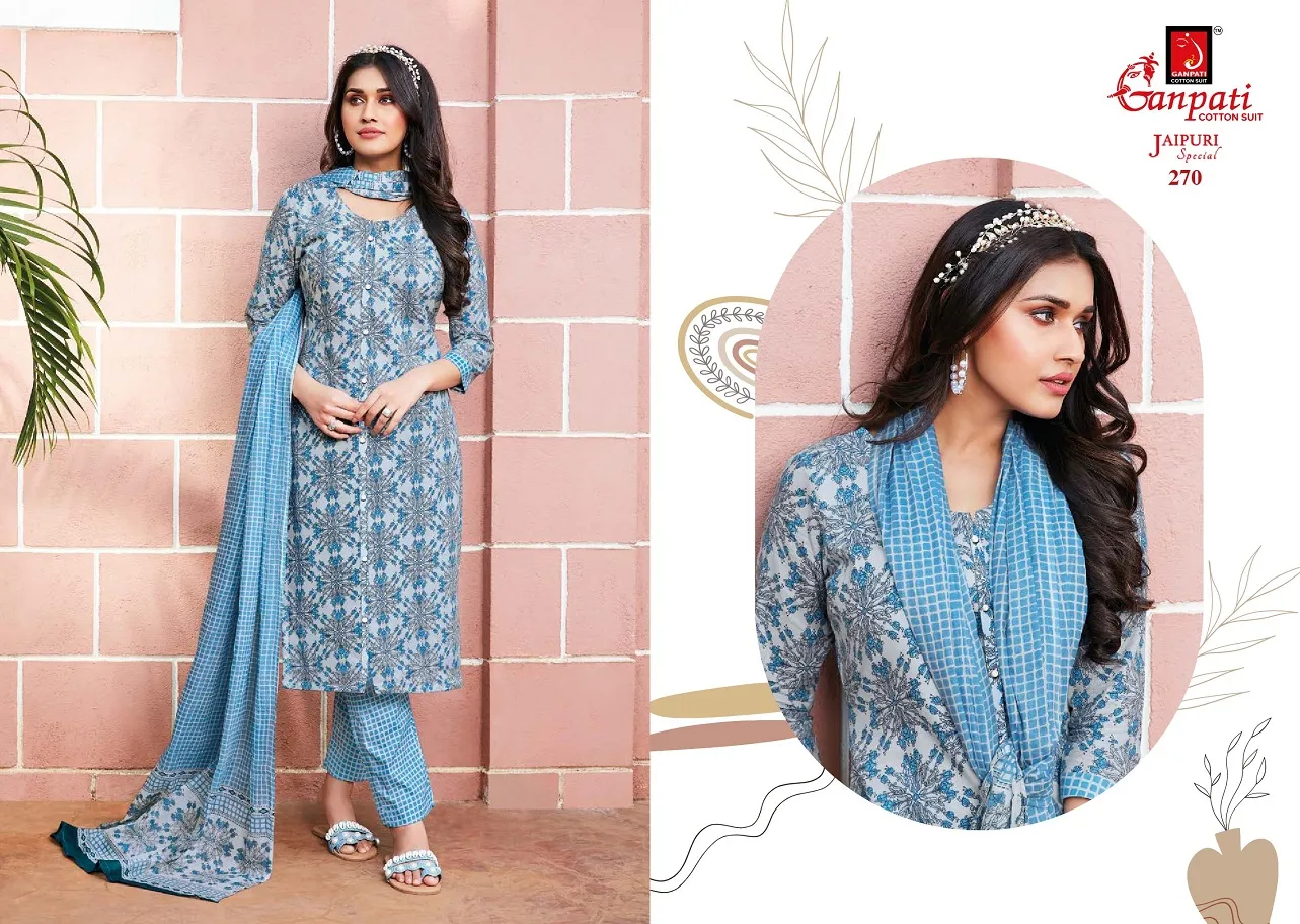 Daily Wear Heavy Cotton Printed Big Size Salwar Suit Ganpati Jaipuri Vol 12  Summer Wear Ethnic Suit