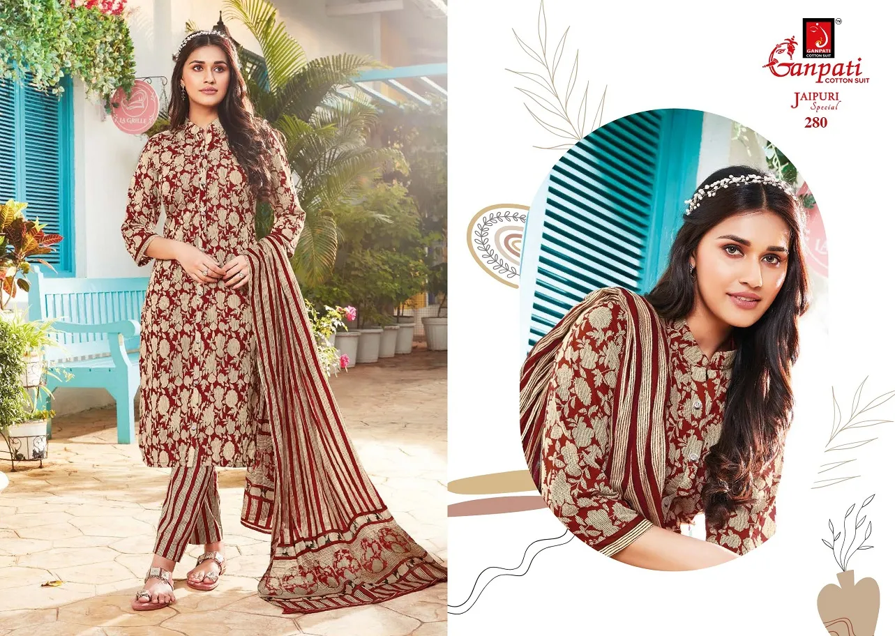 Daily Wear Heavy Cotton Printed Big Size Salwar Suit Ganpati Jaipuri Vol 12  Summer Wear Ethnic Suit