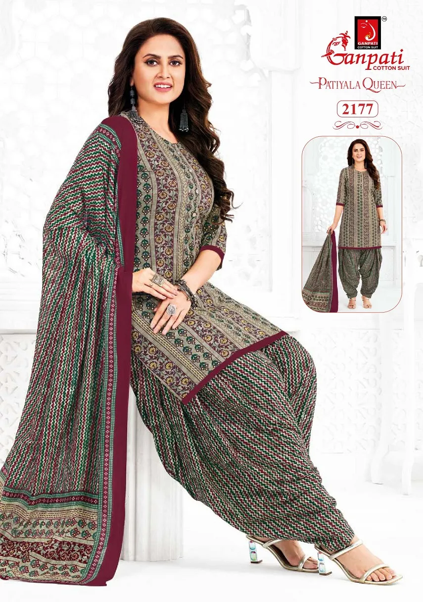 Ganpati Patiyala Queen Patiyala Vol 10 Stitched Patiala Cotton Printed Salwar Suit