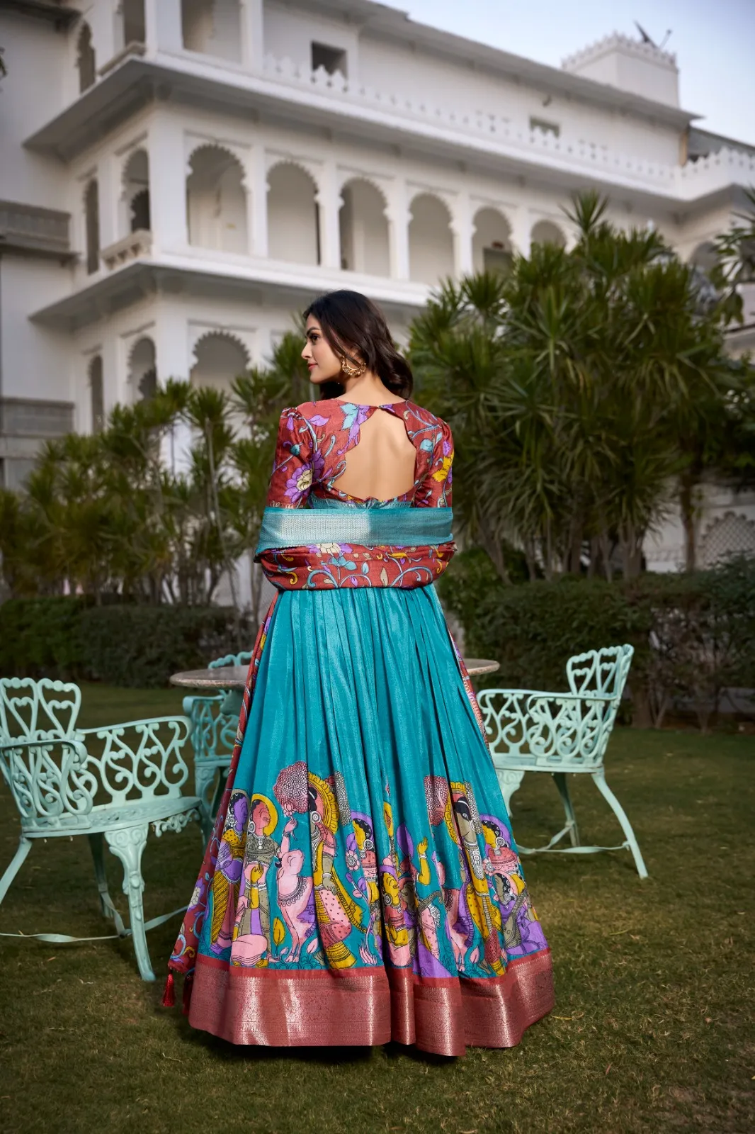 Jacquard Silk Kalamkari Printed Designer Lehenga Choli