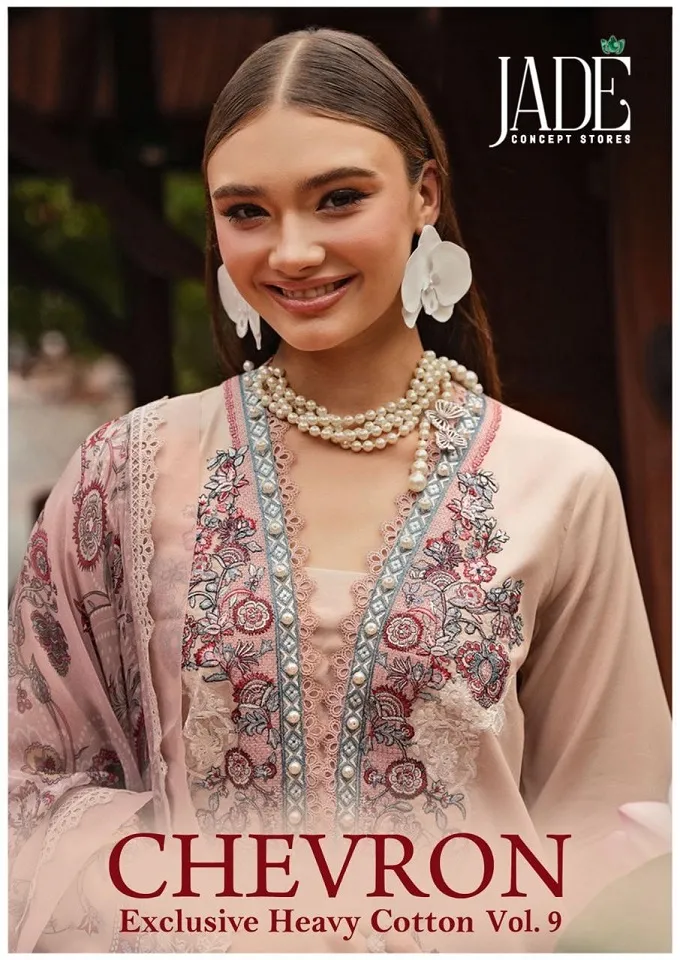 Lawn Cotton Printed Pakistani Straight Salwar Suit Summer Wear Jade Chevron Vol 9