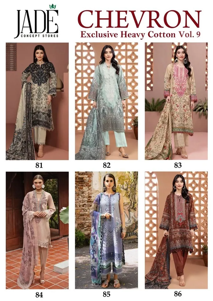 Lawn Cotton Printed Pakistani Straight Salwar Suit Summer Wear Jade Chevron Vol 9