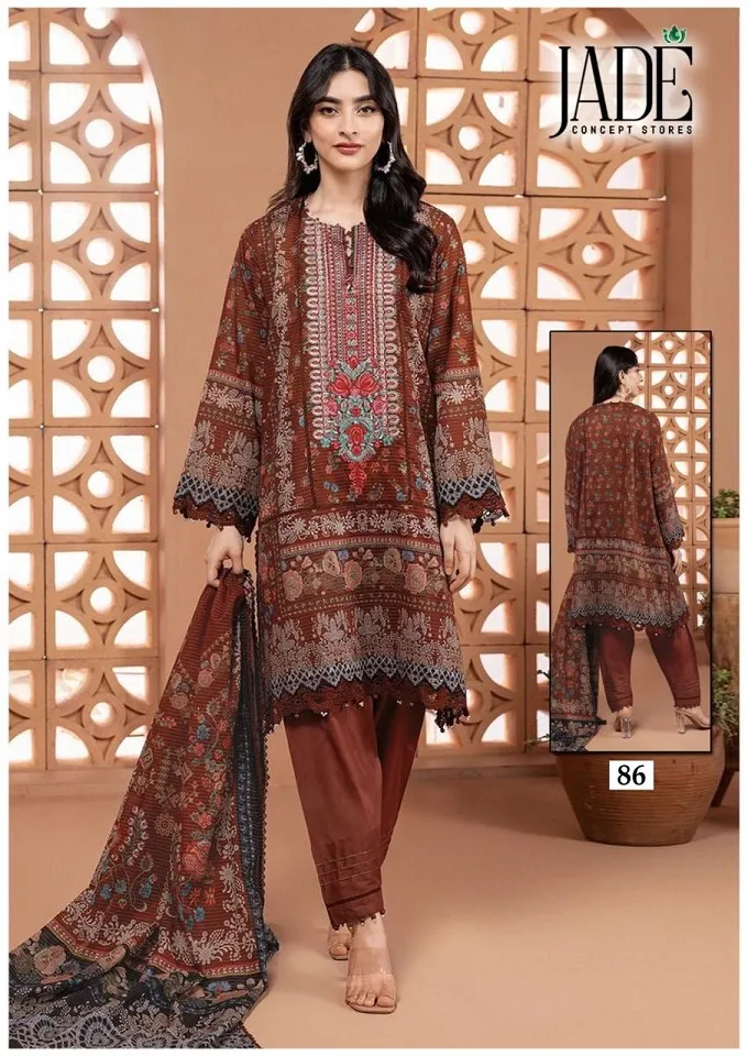 Lawn Cotton Printed Pakistani Straight Salwar Suit Summer Wear Jade Chevron Vol 9