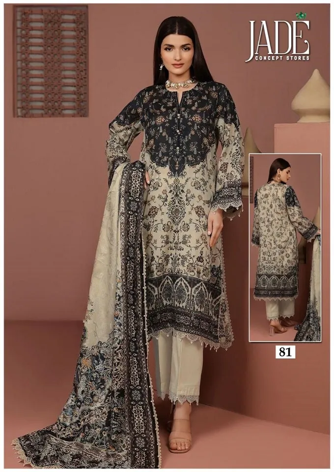 Lawn Cotton Printed Pakistani Straight Salwar Suit Summer Wear Jade Chevron Vol 9