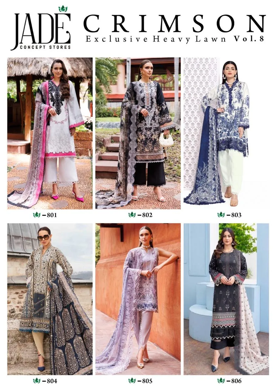 Jade Concept Store - Crimson Exclusive Heavy Lawn Collection Vol. 8 Pakistani Cotton Printed Daily Wear Suit