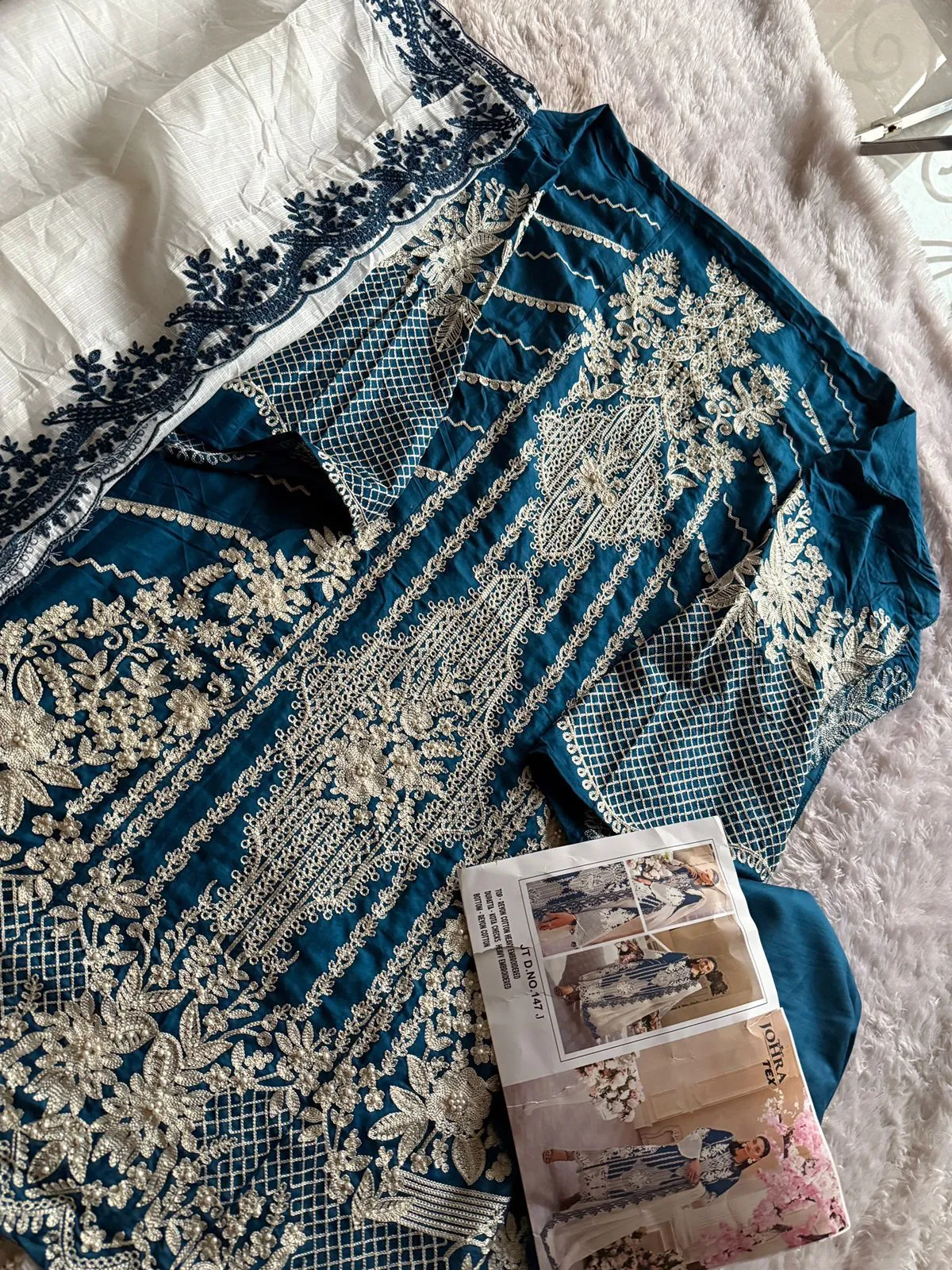 Johra Tex147 Stylish Blue Rayon Cotton Heavy Embroidery Pakistani Salwar Suit